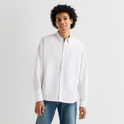 Arizona Mens Long Sleeve Regular Fit Button-down Shirt In White