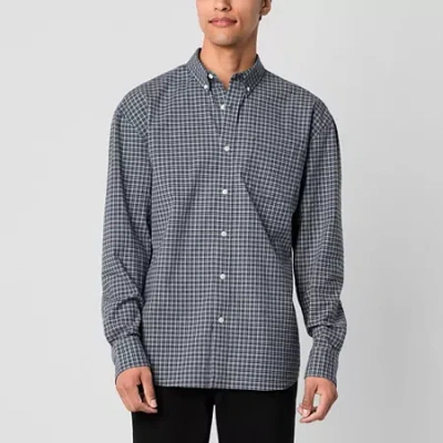 Arizona Mens Long Sleeve Relaxed Fit Button-down Shirt In Blue
