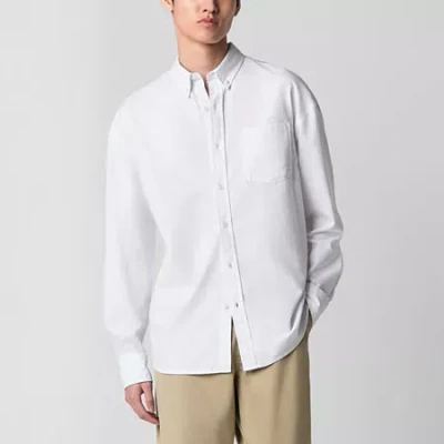 Arizona Mens Relaxed Fit Oxford Button-down Shirt In White