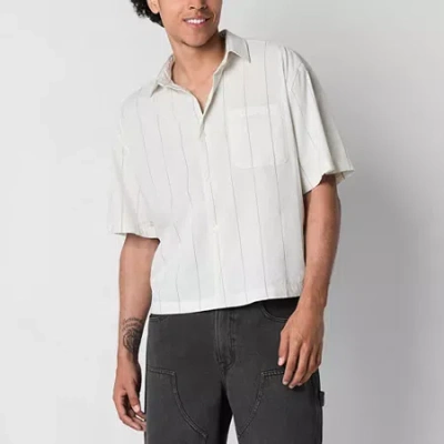 Arizona Mens Relaxed Fit Short Sleeve Button-down Shirt In White