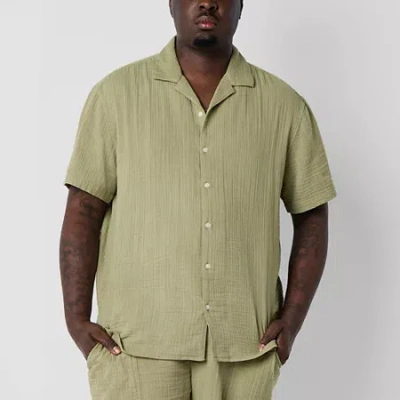 Arizona Mens Short Sleeve Big And Tall Camp Shirt In Multi