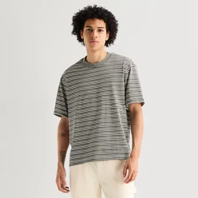 Arizona Mens Short Sleeve Boxy Fit Stripe T-shirt In Gray