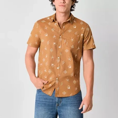 Arizona Mens Short Sleeve Button-down Shirt In Multi