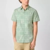 Arizona Mens Short Sleeve Button-down Shirt In Green