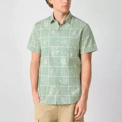 Arizona Mens Short Sleeve Button-down Shirt In Green