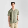 Arizona Mens Short Sleeve Fitted Sleeve Button-down Shirt In Green