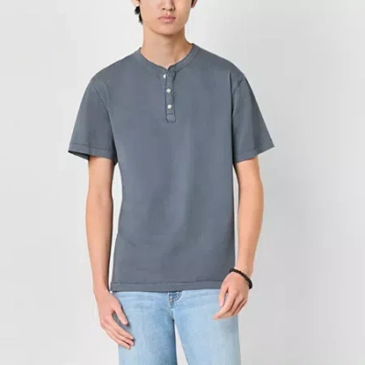 Arizona Mens Short Sleeve Henley Shirt In Blue