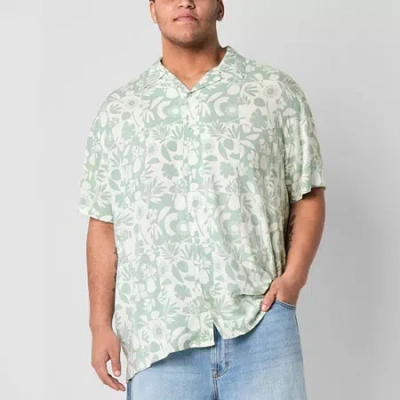 Arizona Mens Short Sleeve Regular Fit Big And Tall Button-down Shirt In Green