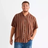 Arizona Mens Short Sleeve Regular Fit Big And Tall Button-down Shirt In Red
