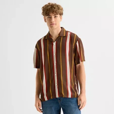 Arizona Mens Short Sleeve Regular Fit Button-down Shirt In Brown