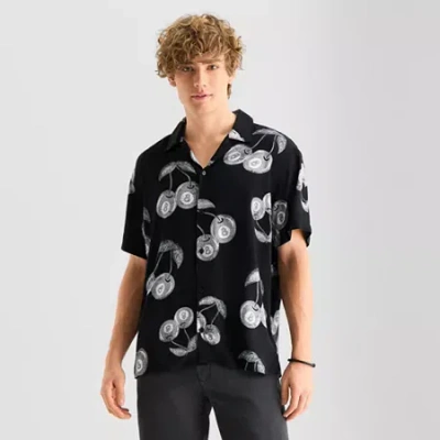 Arizona Mens Short Sleeve Relaxed Fit Button-down Shirt In Black
