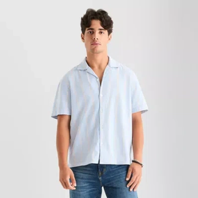Arizona Mens Short Sleeve Relaxed Fit Button-down Shirt In Blue