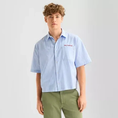 Arizona Mens Short Sleeve Relaxed Fit Button-down Shirt In Blue