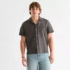 Arizona Mens Short Sleeve Relaxed Fit Button-down Shirt In Gray