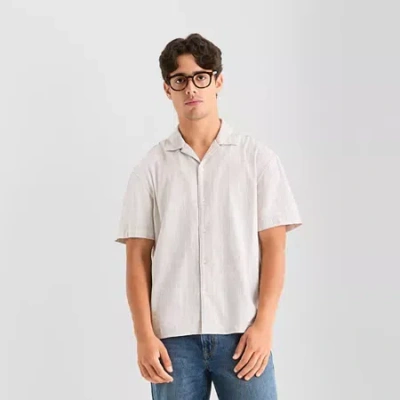 Arizona Mens Short Sleeve Relaxed Fit Button-down Shirt In Gray