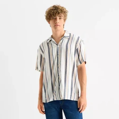 Arizona Mens Short Sleeve Relaxed Fit Button-down Shirt In Multi