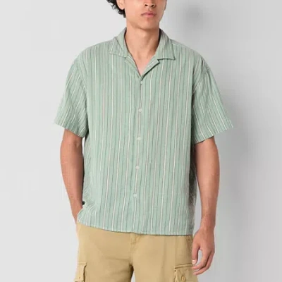 Arizona Mens Short Sleeve Striped Button-down Shirt In Multi