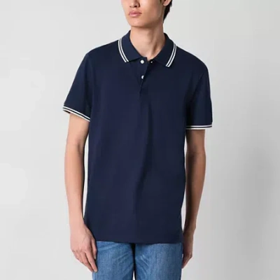 Arizona Mens Short Sleeve Tipped Polo In Blue