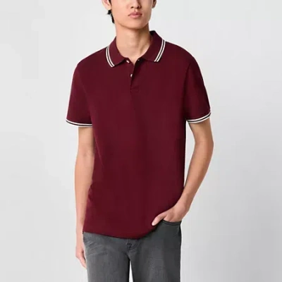 Arizona Mens Short Sleeve Tipped Polo In Red