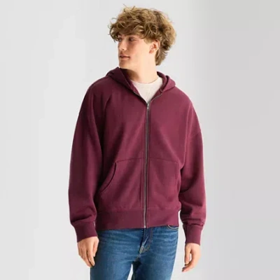 Arizona Mens Long Sleeve Fleece Zipper Big And Tall Hoodie In Red