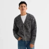 Arizona Mens V Neck Long Sleeve Button Animal Cardigan In Gray