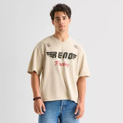 Arizona Mens V Neck Short Sleeve Boxy Fit Graphic T-shirt In Brown