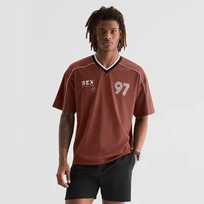 Arizona Mens V Neck Short Sleeve Jersey In Red