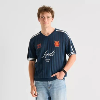 Arizona Mens V Neck Short Sleeve Pullover Sweater In Blue