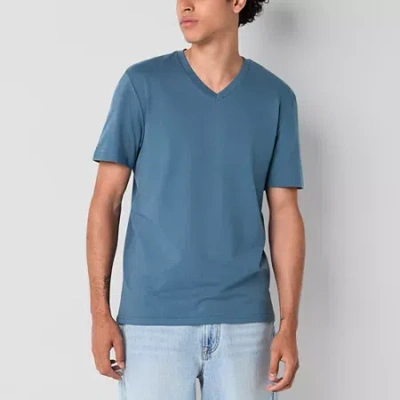 Arizona Mens V Neck Short Sleeve T-shirt In Blue