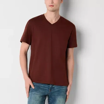 Arizona Mens V Neck Short Sleeve T-shirt In Brown
