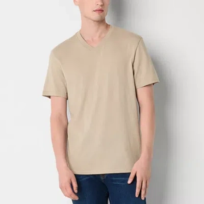 Arizona Mens V Neck Short Sleeve T-shirt In Neutral