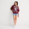 Arizona Off The Shoulder Womens Juniors Crew Neck Long Sleeve Sweatshirt In Red