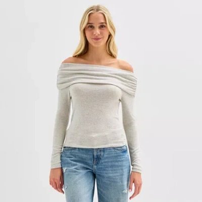 Arizona Over The Shoulder Womens Juniors Long Sleeve T-shirt In Gray