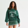 Arizona Oversized Womens Juniors Crew Neck Long Sleeve Sweatshirt In Green
