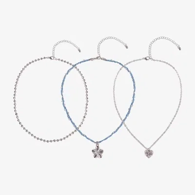 Arizona Silver Tone Girls Flower 18 Inch Pendant Necklace In Multi