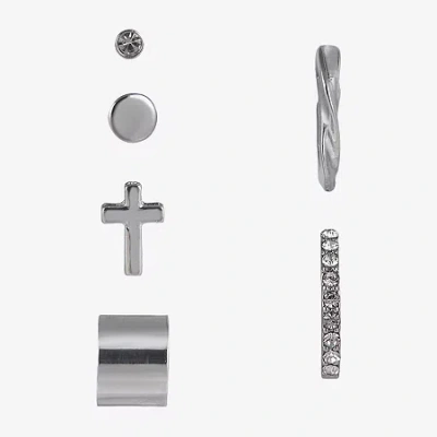 Arizona Silver Tone Womens 18.8mm Cross Single Earring In Metallic