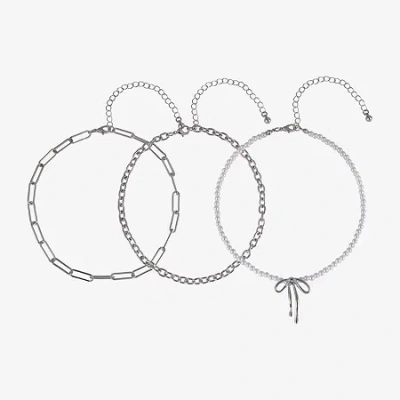 Arizona Silver Tone Womens Bow 3-pc. Necklace Set In Metallic