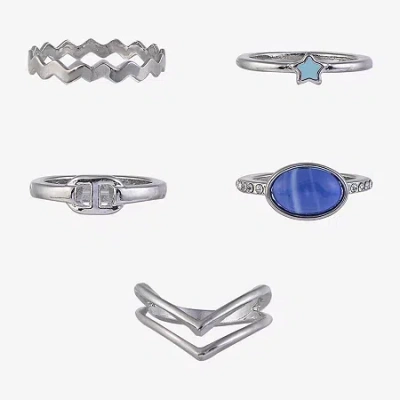 Arizona Silver Tone Womens Star Delicate Ring Set