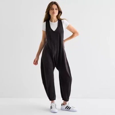 Arizona Sleeveless Womens Overalls Juniors In Black