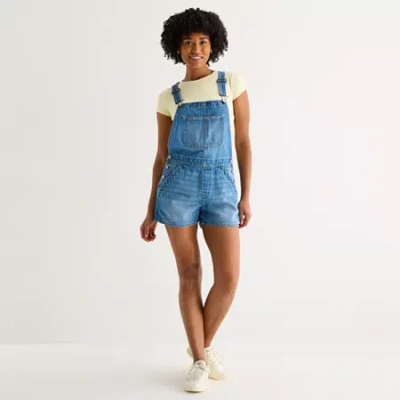 Arizona Sleeveless Womens Overalls Juniors In Blue