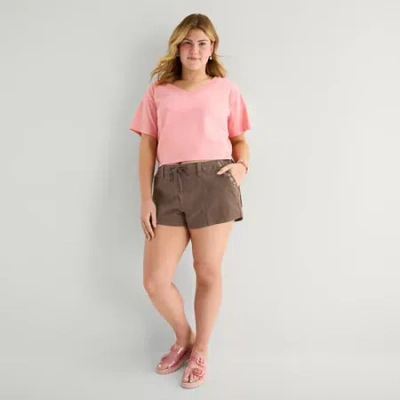 Arizona Womens 2 1/2" Low Rise Chino Short In Brown