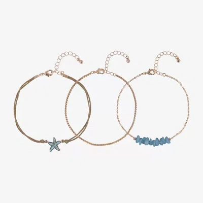 Arizona Womens 9 Inch Box Arrow Ankle Bracelet In Gold