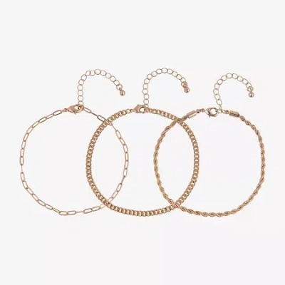 Arizona Womens 9 Inch Curb Ankle Bracelet In Gold