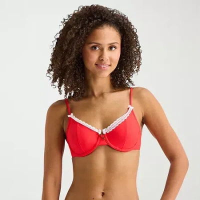 Arizona Womens Adjustable Straps Juniors Bralette Bikini Swimsuit Top In Red