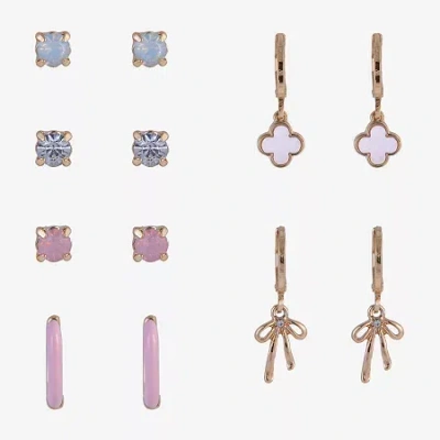 Arizona Womens Bow 6 Pair Earring Set In Gold