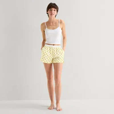 Arizona Womens Flannel Juniors Pajama Shorts In Yellow