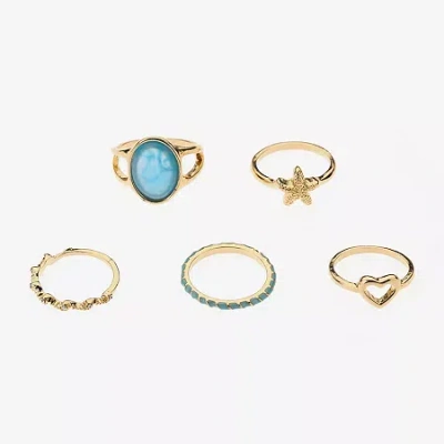Arizona Womens Glass Ring Set In Gold