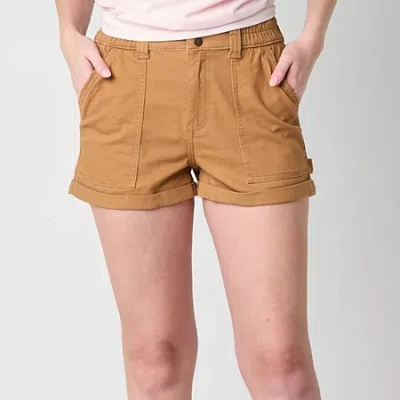 Arizona Womens High Rise Juniors Midi Short In Brown