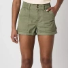 Arizona Womens High Rise Juniors Midi Short In Green