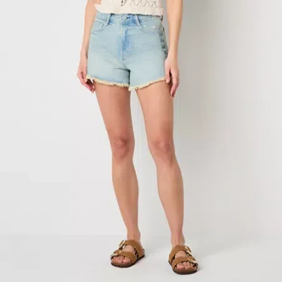 Arizona Womens Highest Rise Juniors Denim Short In Blue
